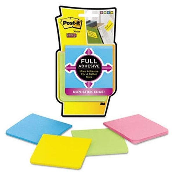 Post-It Sticky note Notes Super Sticky F3304SSAU Full Adhesive Notes  3 x 3  Assorted Bright Colors  4-Pack F3304SSAU